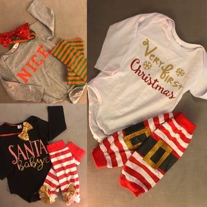 6-12 month CHRISTMAS themed onesie bundle